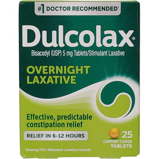 Dulcolax Laxative – 25 Comfort Coated Tablets – Overnight Relief – Exp. 11/2026
