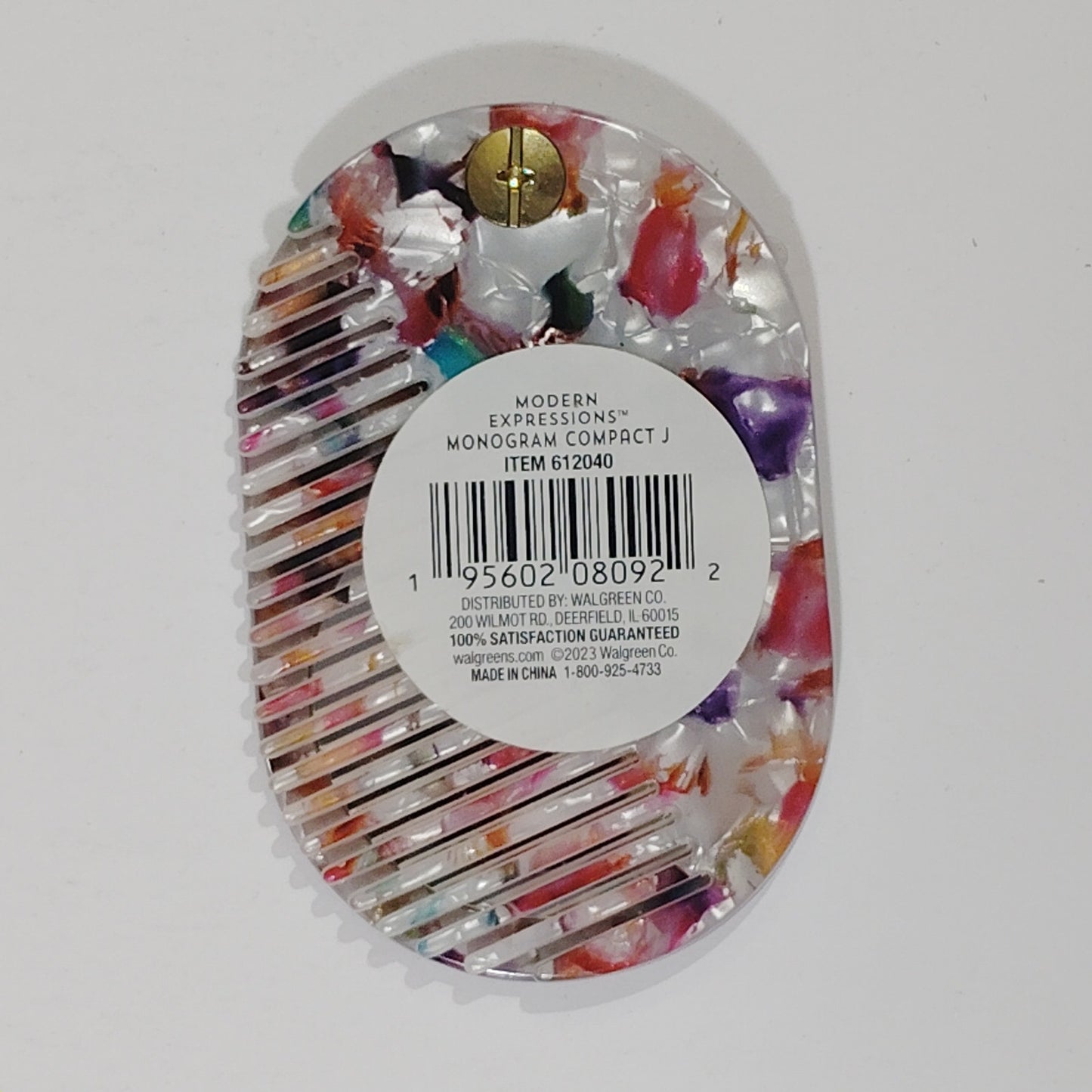 Compact Mirror & Comb – Monogram “J” Foldable Accessory – 3.5"x2.375" Closed