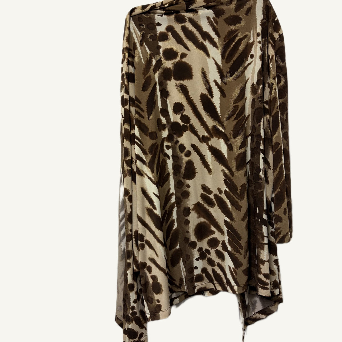 Alfred Dunner Animal Print Open Face 2-in-1 w/ Sewn-In Shirt & Brown Pants Set