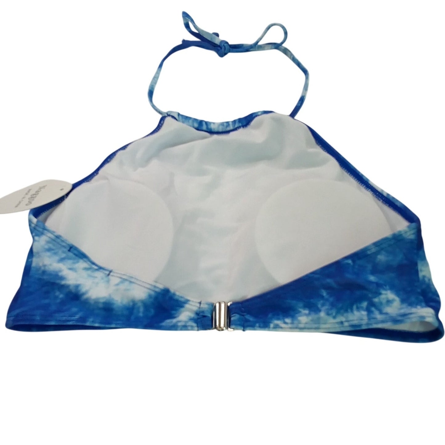 Naggoo Blue White Tie Dye High Neck Halter Bikini Top Women’s Small (US 4)