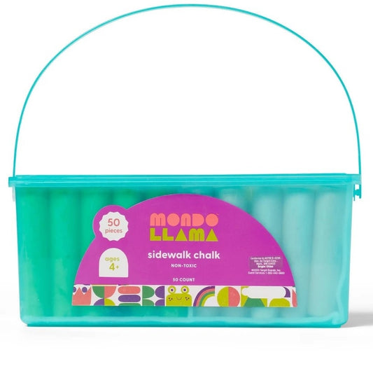 Mondo Llama 50ct Rainbow Sidewalk Chalk – Non-Toxic Outdoor Art Tub