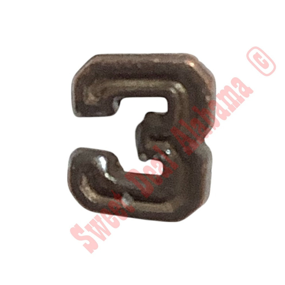 Ribbon Attachment Device: Bronze Strike Flight Number "3" - 5/16"H x 1/16"W