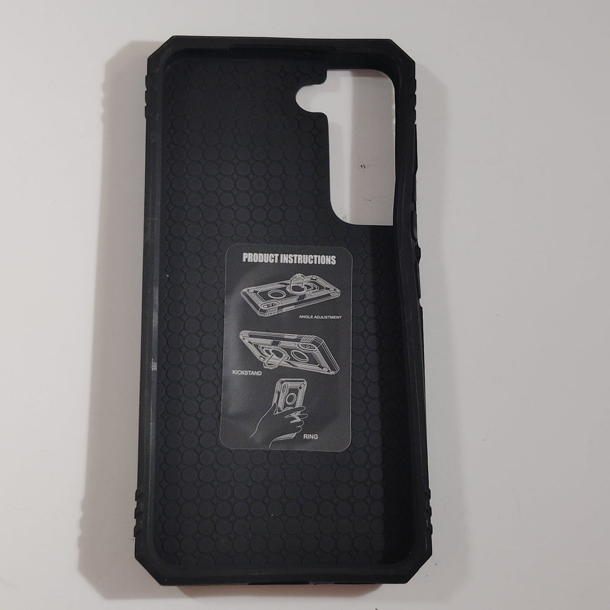 Samsung Galaxy S22 Case - Rugged Black Armor Kickstand Ring Stand Shockproof