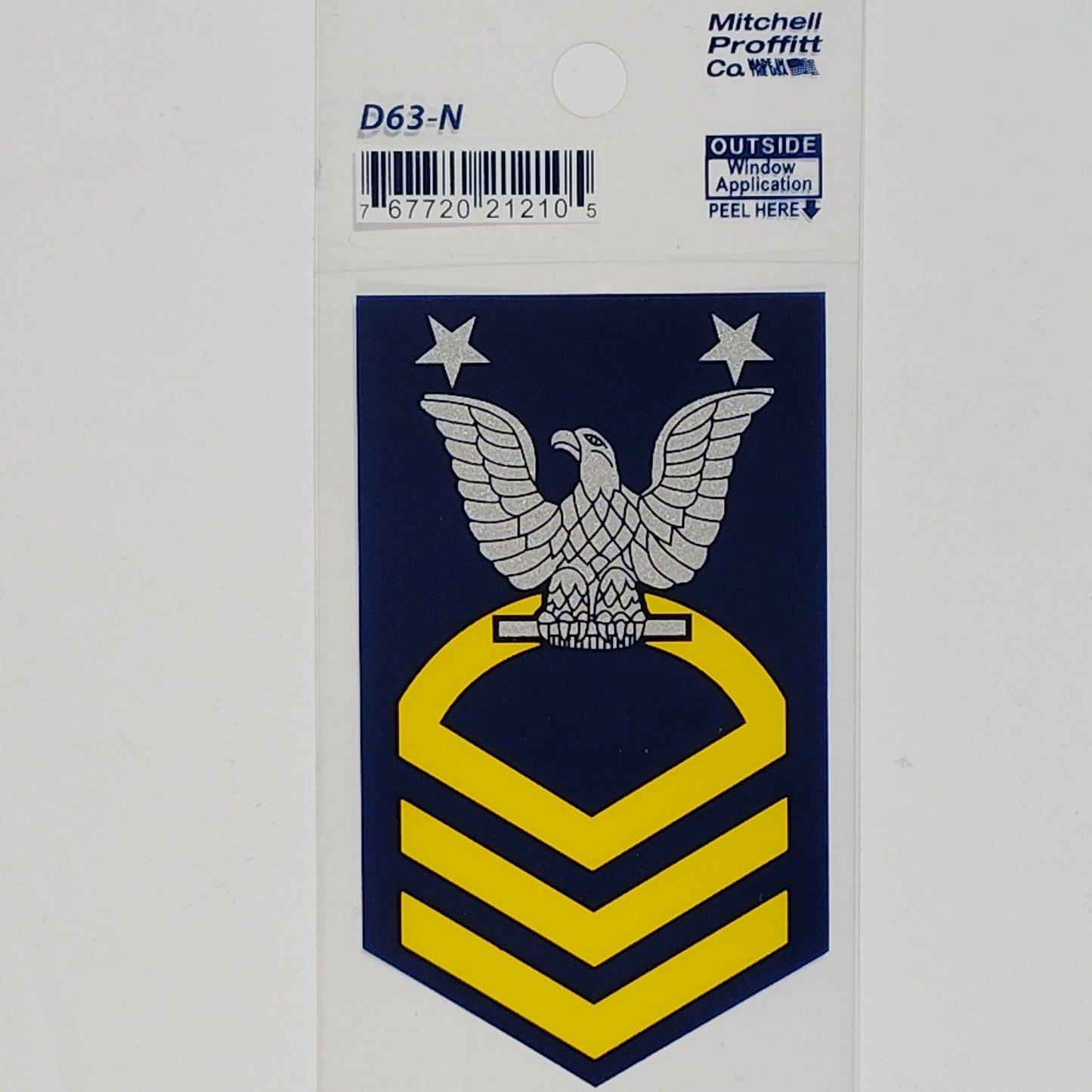 U.S. Navy Master Chief Petty Officer (E-9) Mylar Vinyl Decal 2" x 3-3/8" - D63‑N