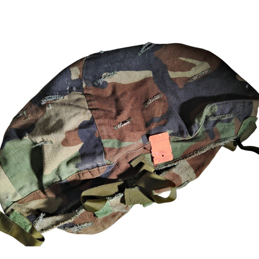 Woodland Camo Helmet Cover, PASGT Steel Pot, Hook & Loop Fasteners, Vibrant Colors – 1981–2005 Issue
