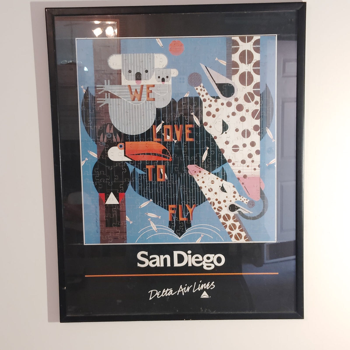Charley Harper Delta San Diego Zoo We Love To Fly Framed Puzzle 29x23