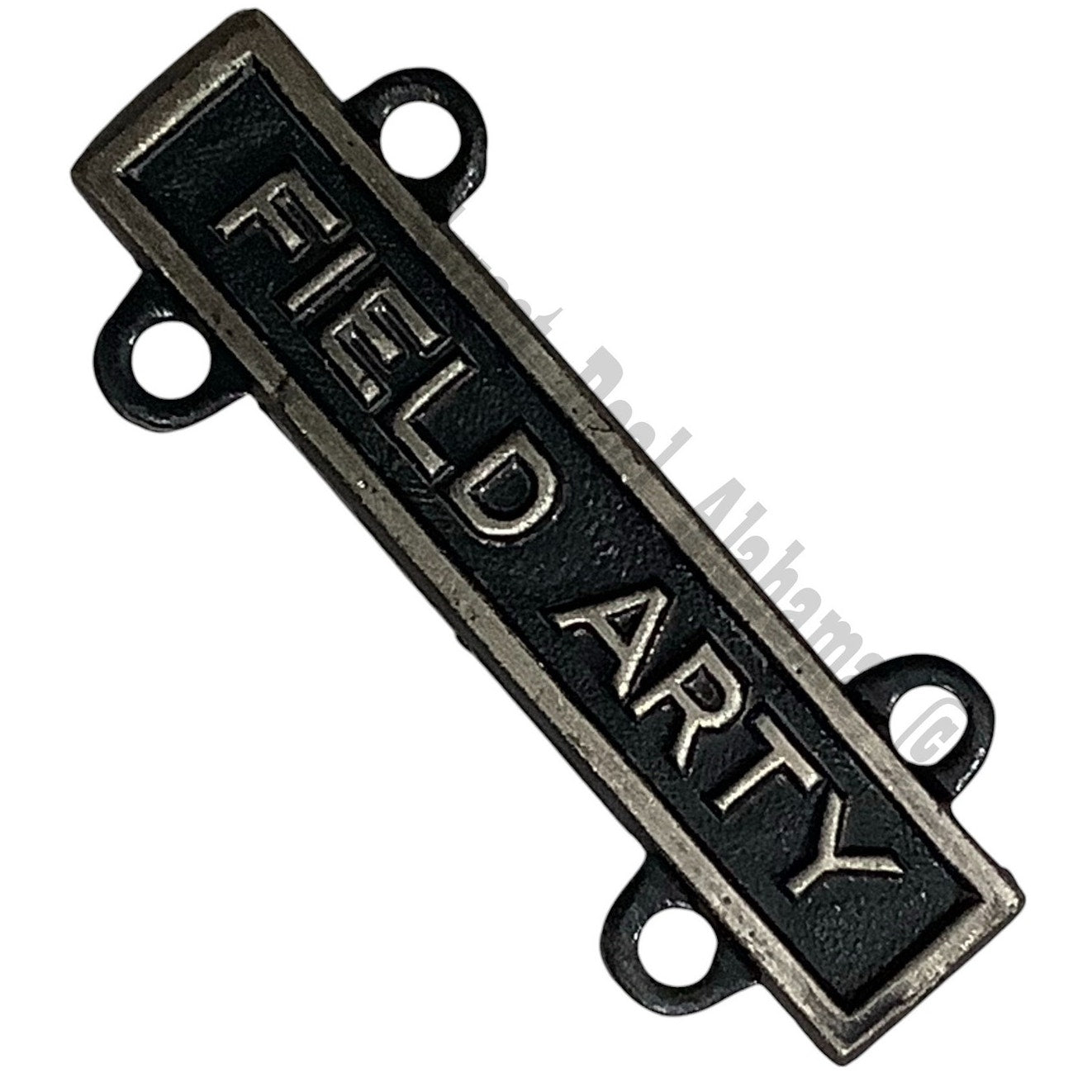 Military Qualification Bar, Field Arty, 1/2"H x 1"W, Silver Text, Black BG