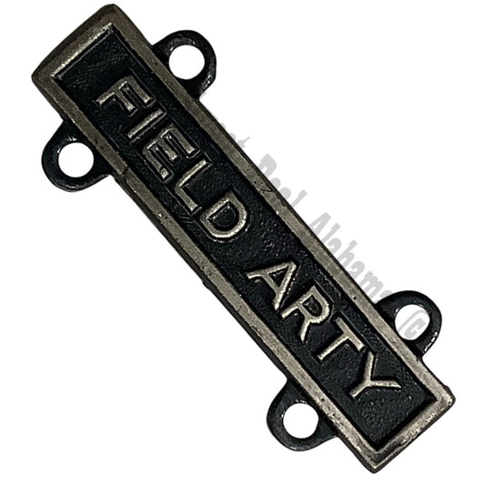 Military Qualification Bar, Field Arty, 1/2"H x 1"W, Silver Text, Black BG