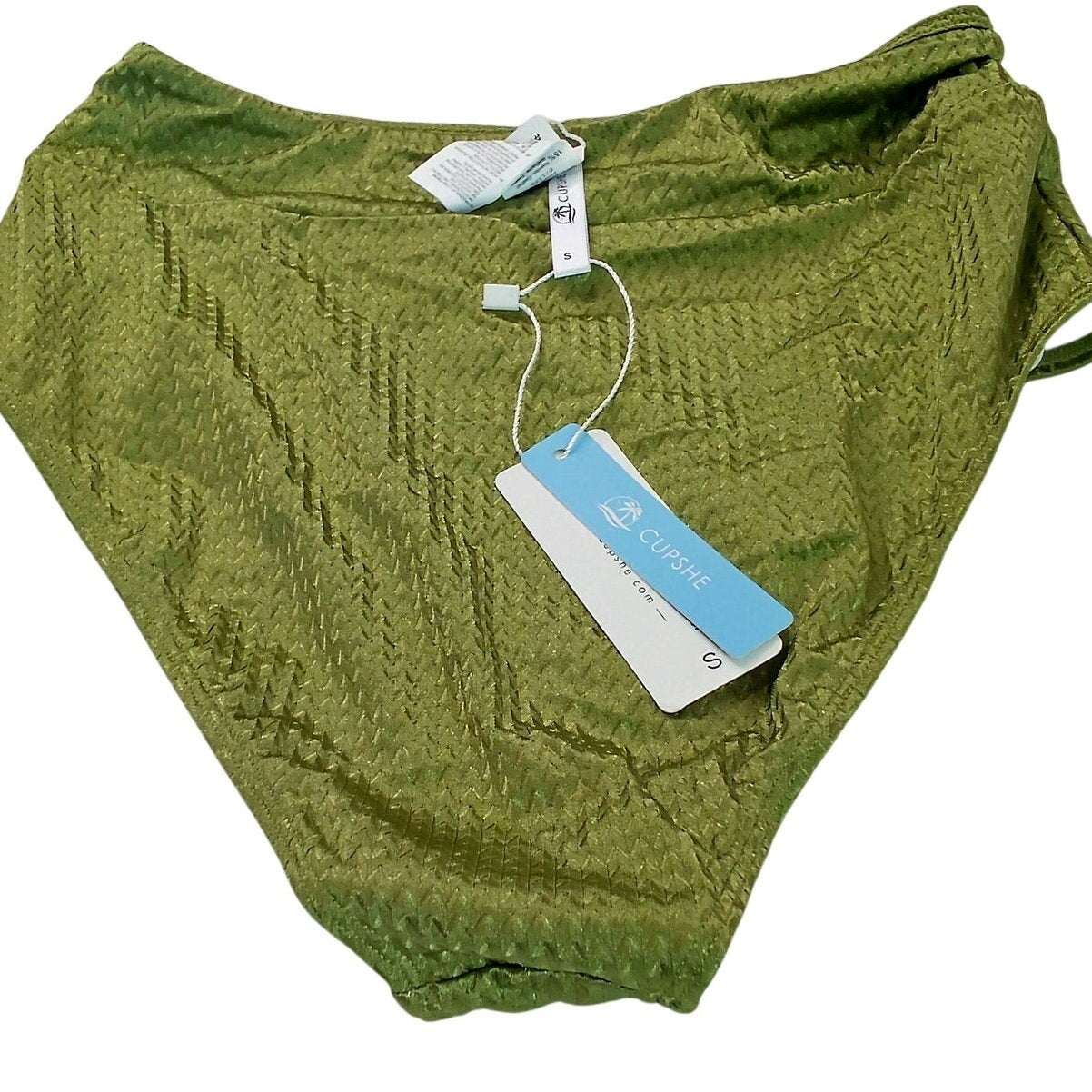 Cupshe Olive Textured High Waist Bikini Bottoms Women’s Small Swim