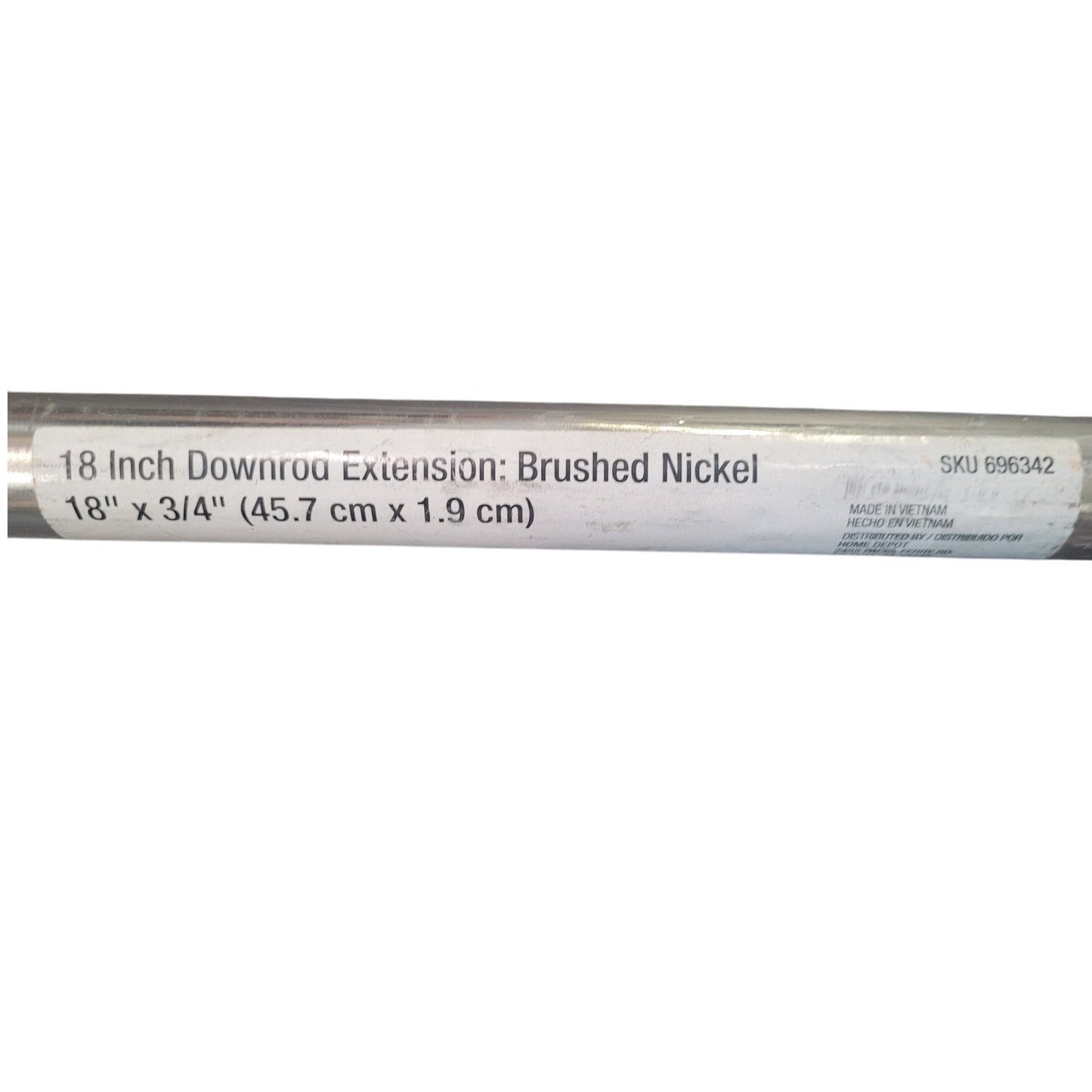 18 in. Brushed Nickel Ceiling Fan Extension Downrod for 11 ft. Ceilings