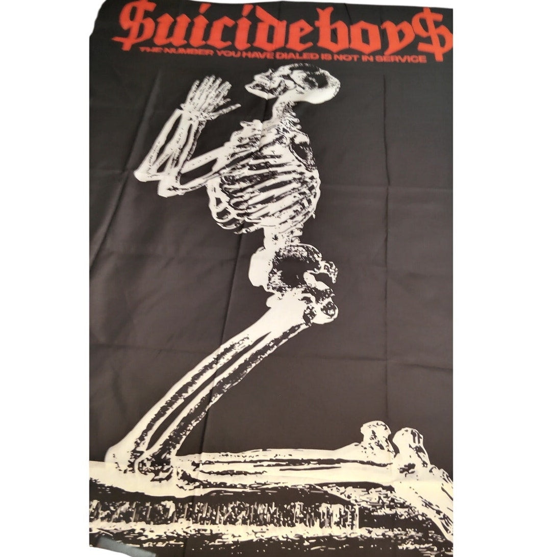 Gothic Suicide Skeleton Tapestry Hip Hop Wall Decor 40x60 Polyester w/ Hardware
