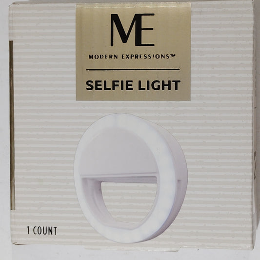 Modern Expressions Selfie Light – 3 Brightness Levels, Universal Clip-On, White