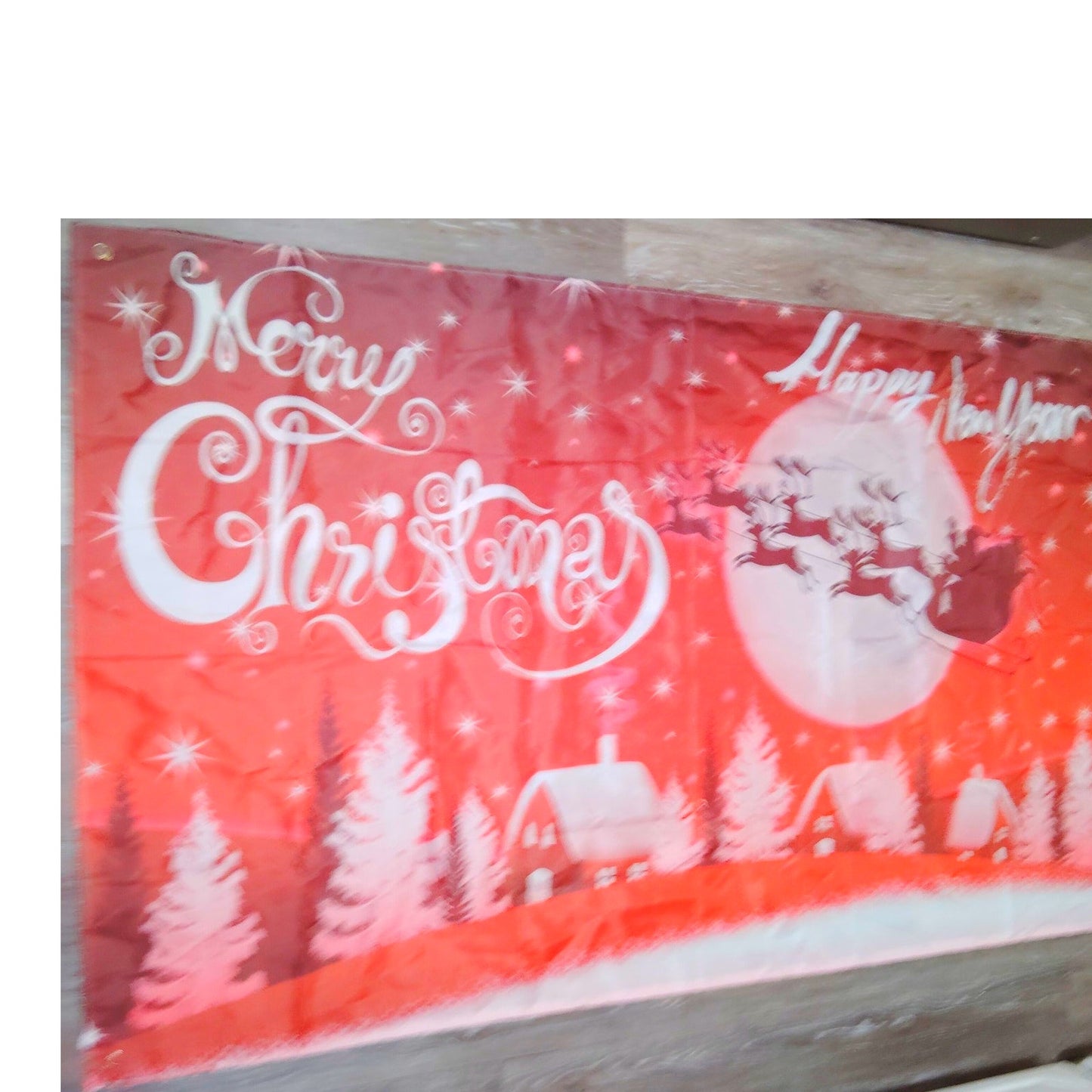 Christmas Banner Flag – 3x5 ft, “Merry Christmas / Happy New Year” Santa Sleigh