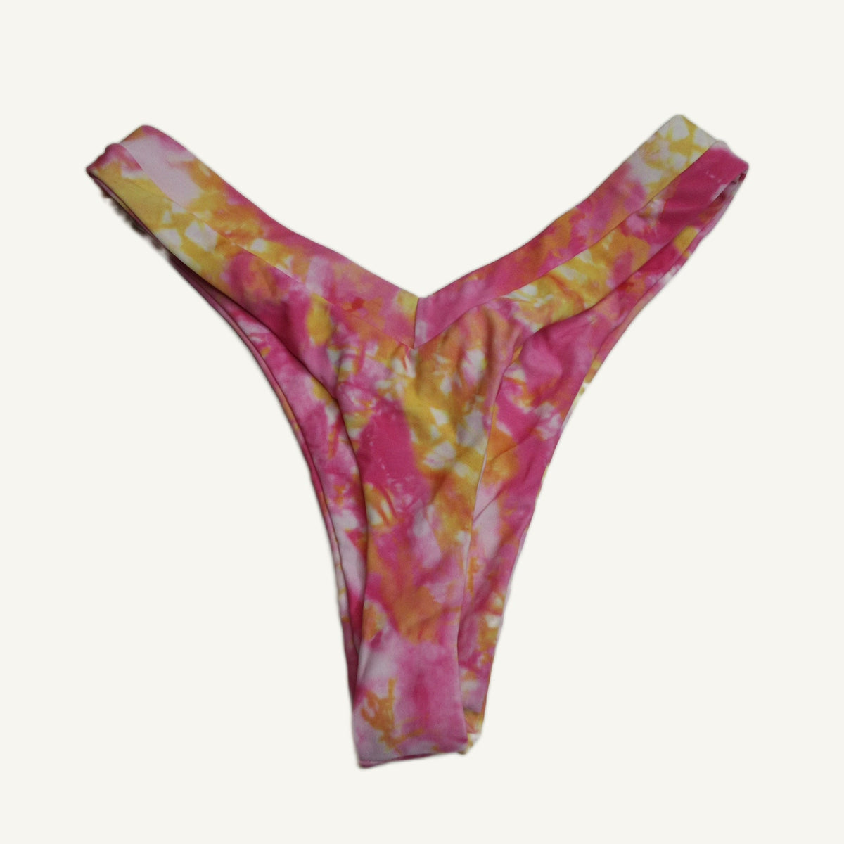 L Pink & Yellow Tie-Dye Bikini Bottoms - Unbranded Swimwear