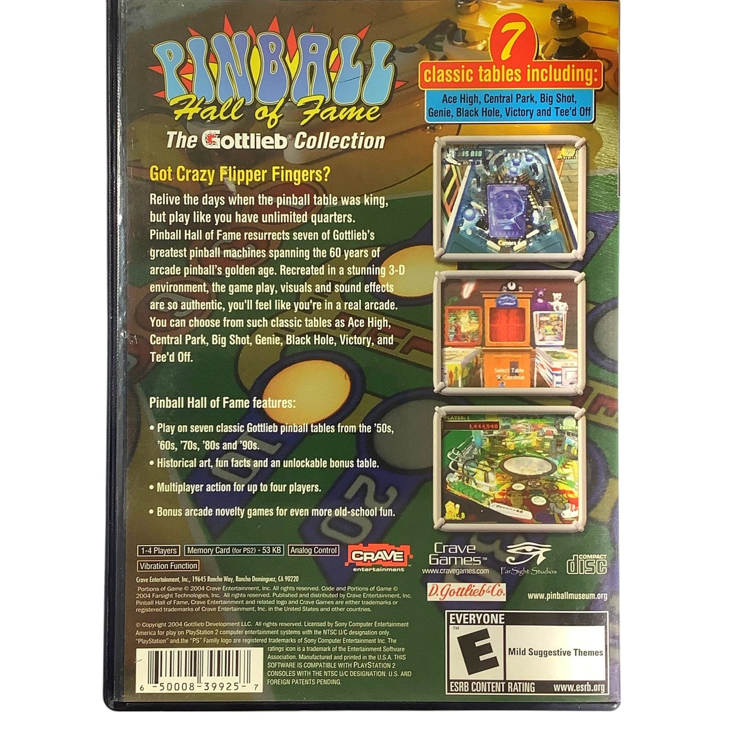 Pinball Hall of Fame The Gottlieb Collection [PlayStation 2 2004] PS2, EUC
