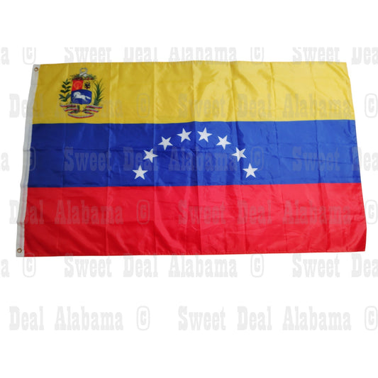 Venezuela Flag 5x3ft - National Banner with Coat of Arms, Outdoor Display