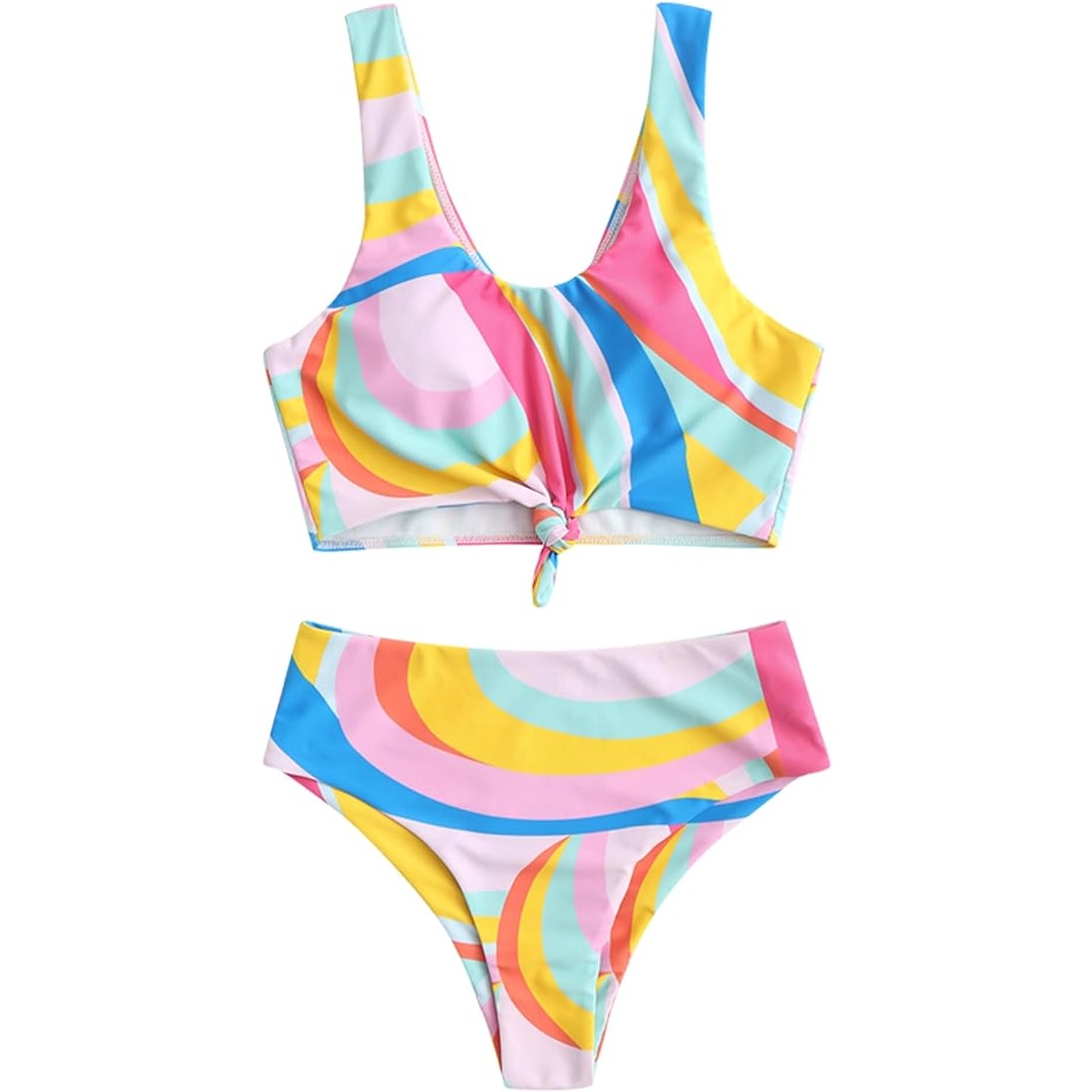 ZAFUL High Waisted Bikini Scoop Neck Swimsuit Two Pieces Bathing Suit XXL (12)
