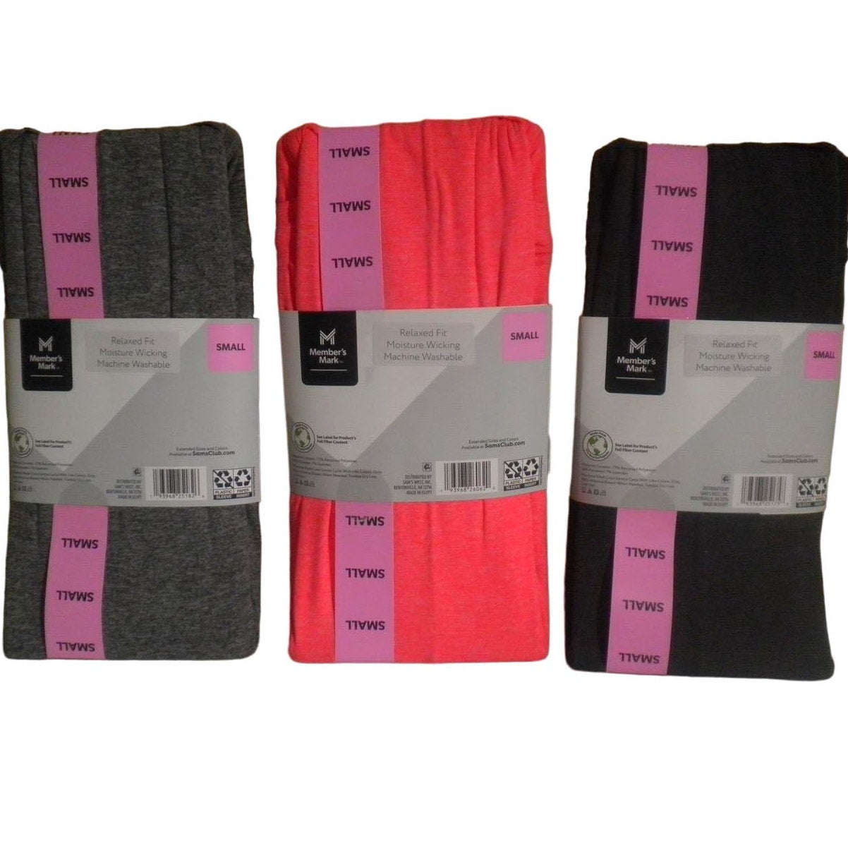 3-PK SM Relaxed Moisture Wicking Short Sleeve Active Tees, Black, Gray, Coral