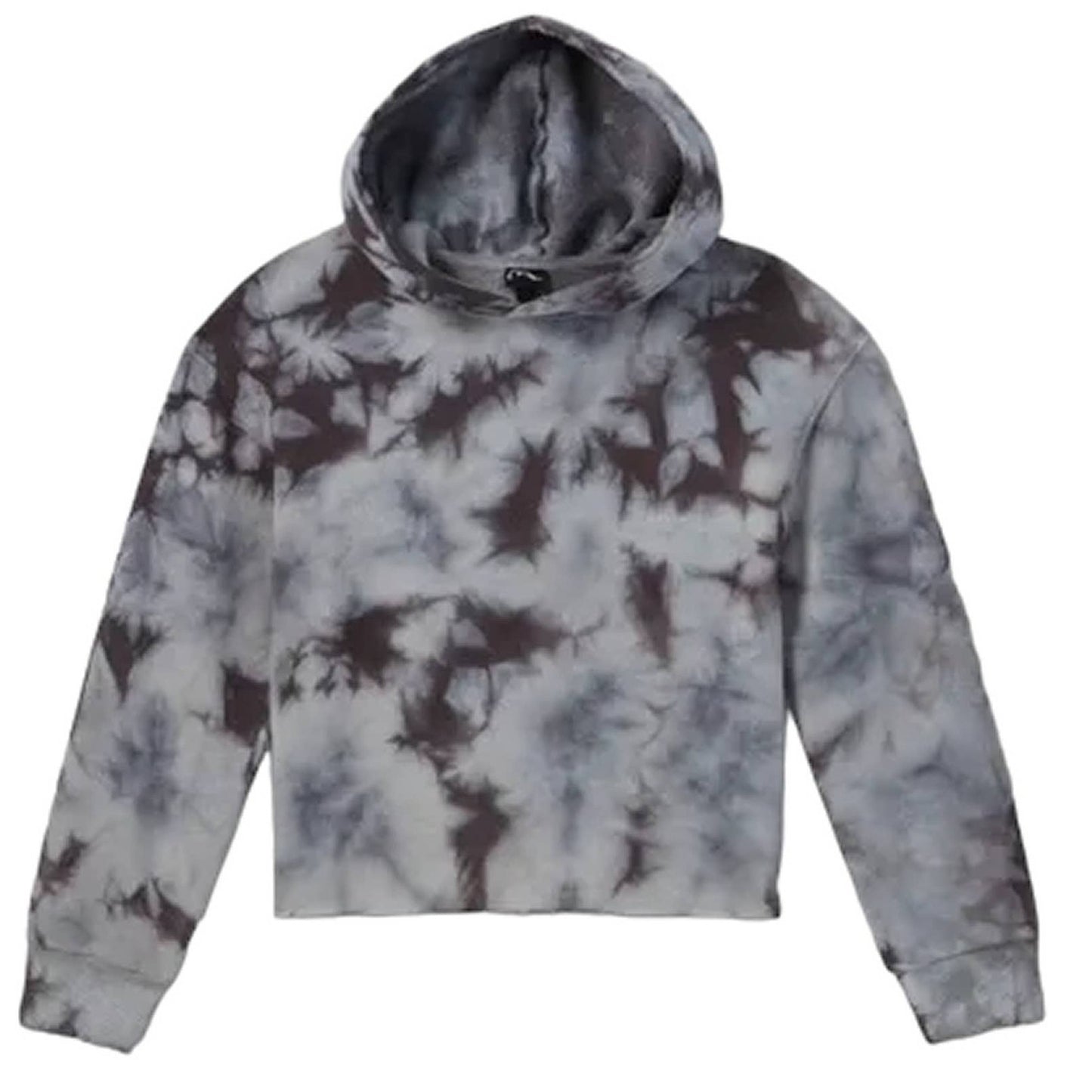 Kids' Medium Fleece Raw Edge Boxy Hoodie - art class Tie Dye Charcoal Gray