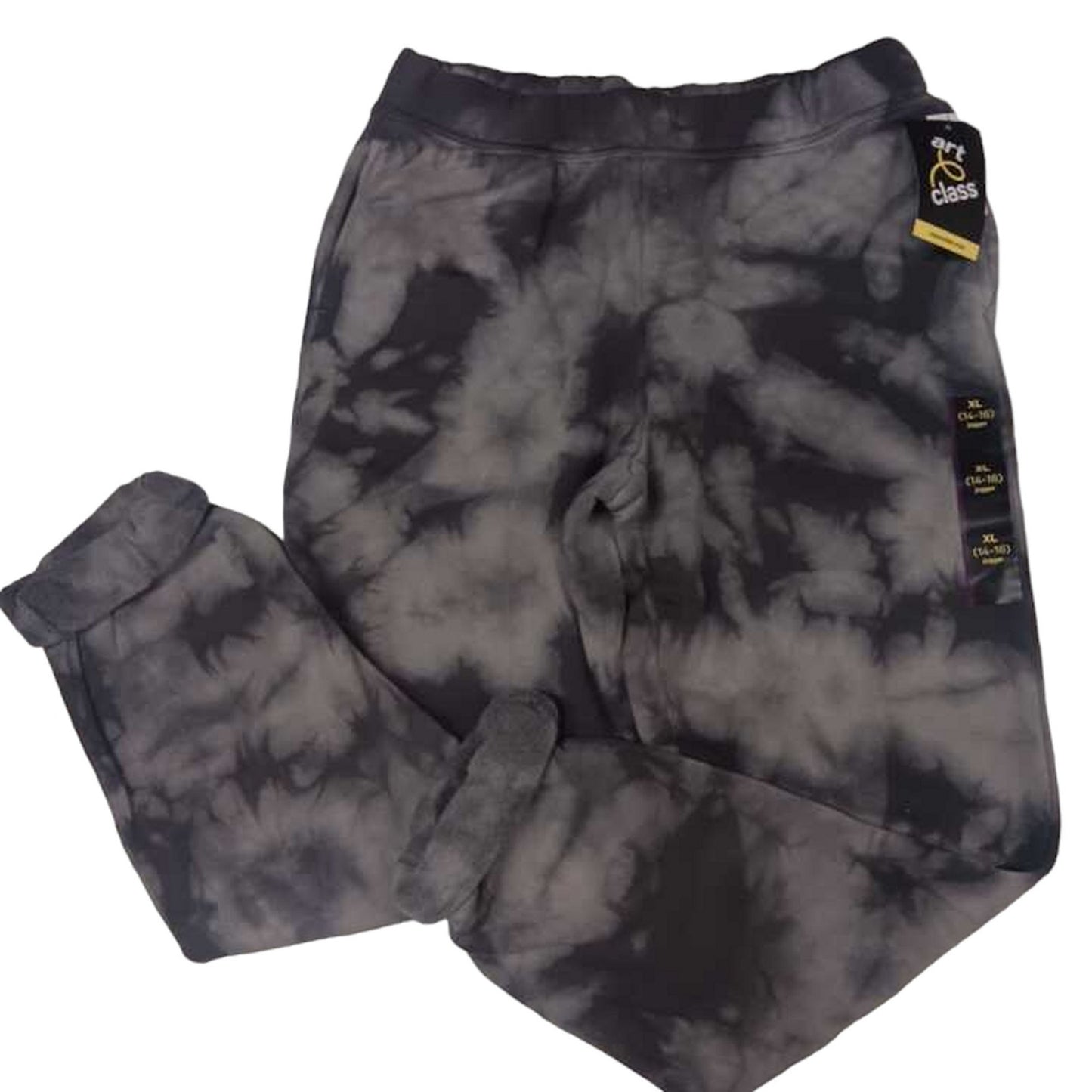 Kids' XL(14/16) art class Fleece Jogger Pants, Tie Dye Charcoal Gray + Free Ship