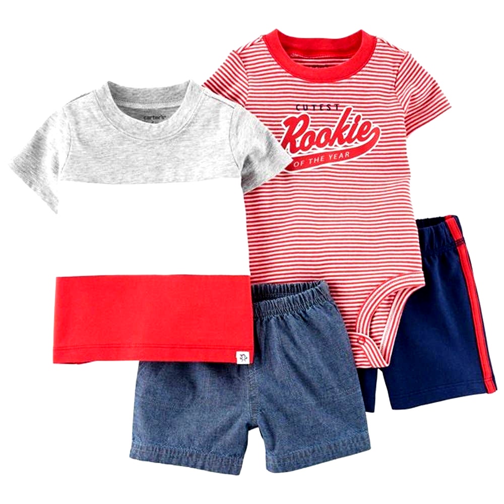 Carter’s 9M Baby Boys 4 Piece Rookie Of The Year Shorts Sets