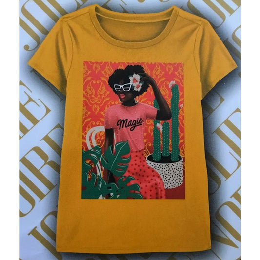 Jolie Noire Girl's 4/5 Black History Month Short Sleeve Graphic Graphic Tee