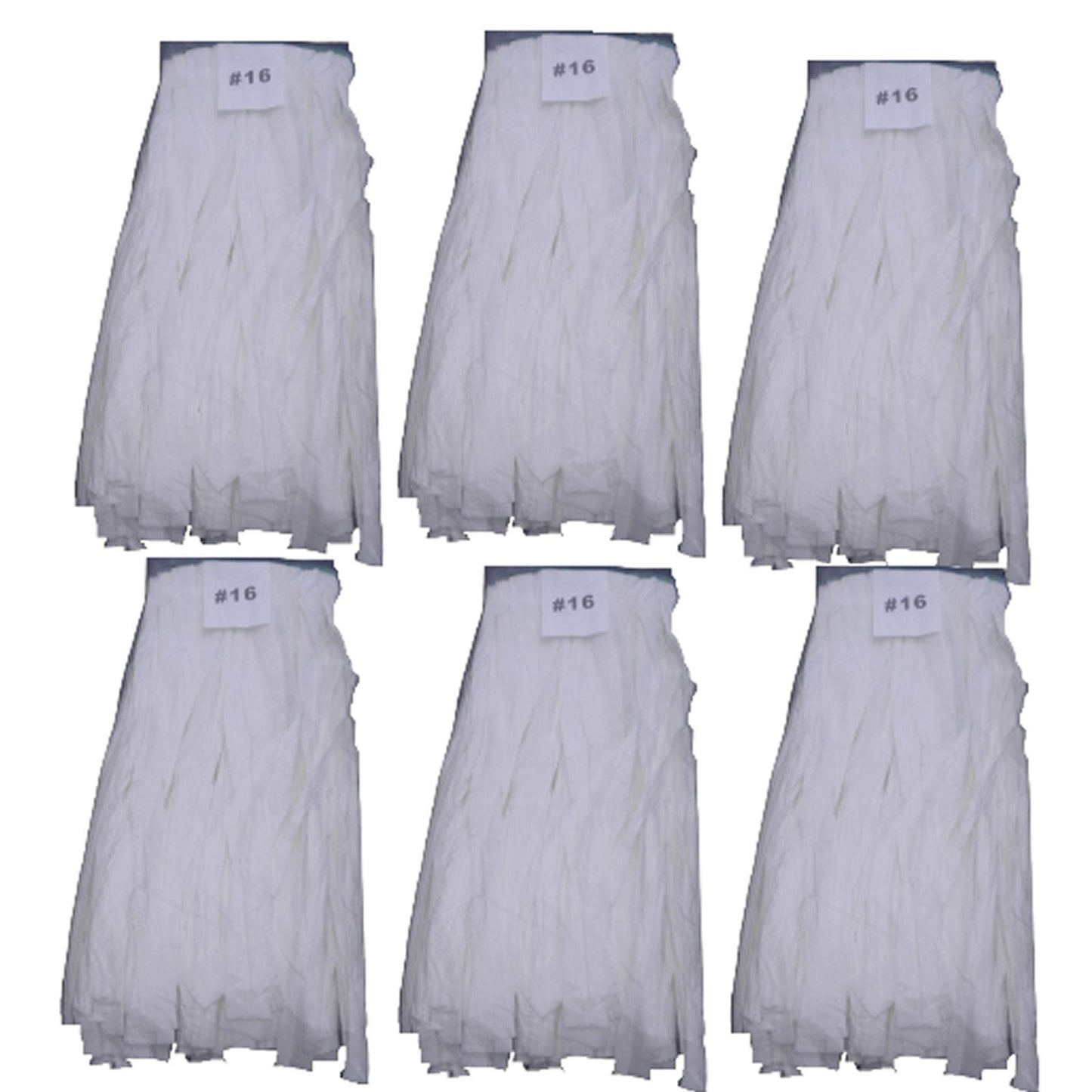 6-PK Commercial Non-Woven #16 Cut End Wet Mops w/ 1.25" Headband