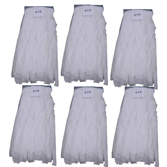 6-PK Commercial Non-Woven #16 Cut End Wet Mops w/ 1.25" Headband