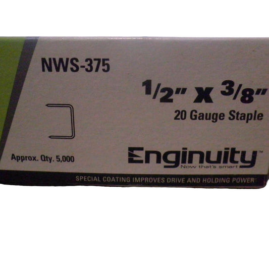 1 Box/5000 Enginuity 1/2" x 3/8" 20 Gauge Staples, 5000/Box NWS-375 Part #650741