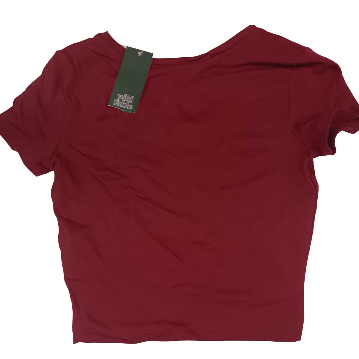 3-PK Women's Small Short Sleeve V-Neck Cropped T-Shirt - Wild Fable Berry Maroon