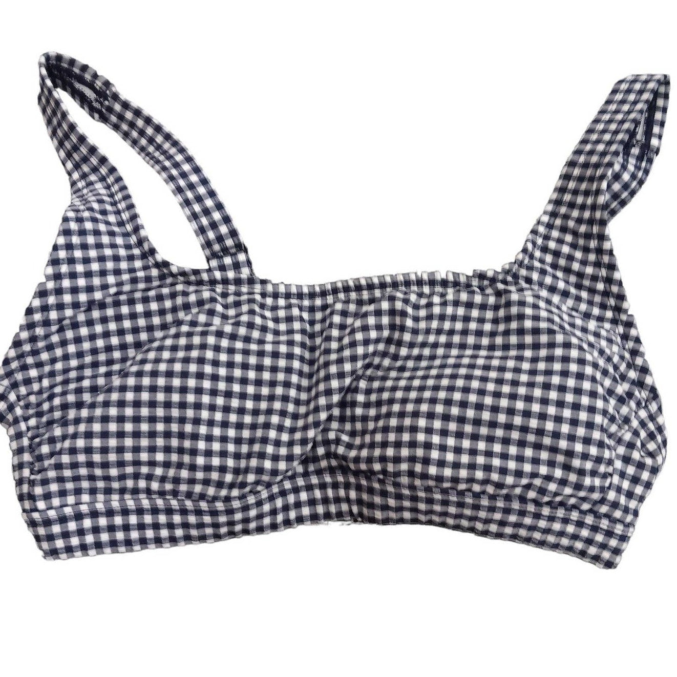 Women's Small Gingham Textured Bralette Bikini Top - Kona Sol Navy Blue