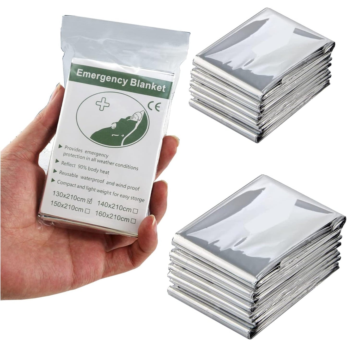 (4-PK) Emergency Blankets 51.18" x 82.68" (130x210cm) Must For Camping / Hiking