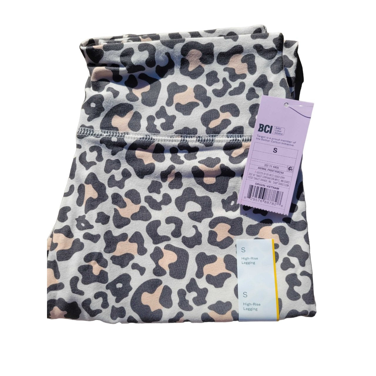 Women's Small  Beige Leopard Print High-Waisted Leggings