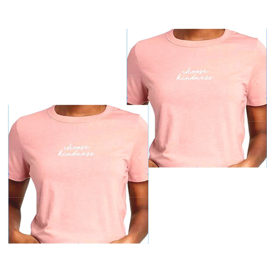 (2-PK) Women's Small "Choose Kindness" Short Sleeve Graphic T-Shirt - Misty Rose