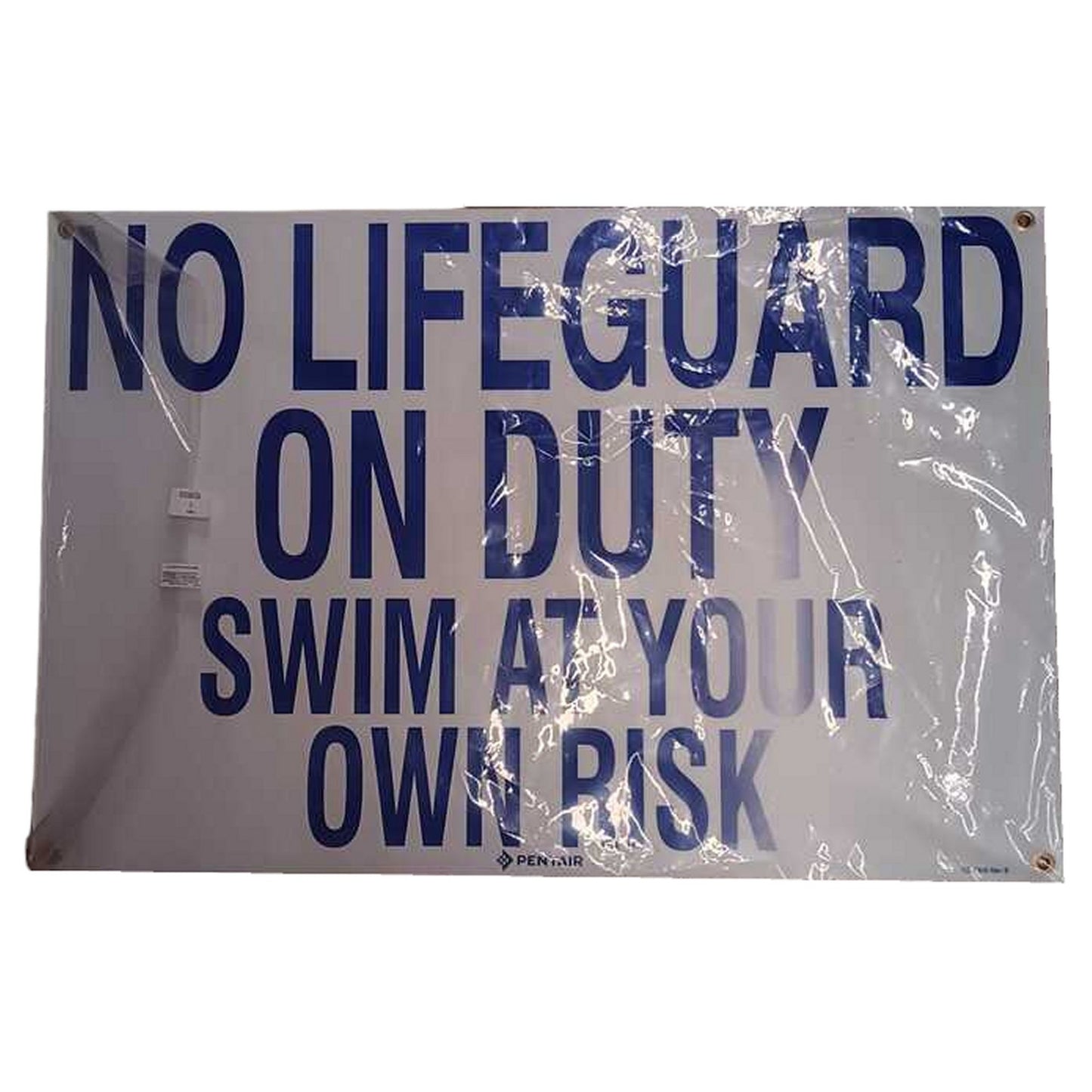 3 x 36"L x 24"W PVC Pool Signage:  "NO LIFEGUARD ON DUTY SWIM AT YOUR OWN RISK"