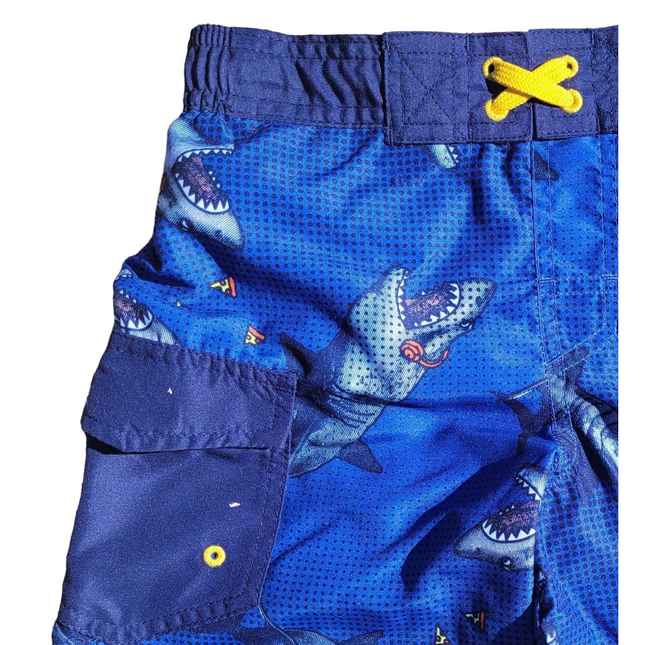 Kid's Boys' Shark Print Swim Suit Trunks, Small (6/7), Blue