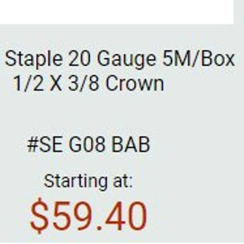 1 Box/5000 Enginuity 1/2" x 3/8" 20 Gauge Staples, 5000/Box NWS-375 Part #650741