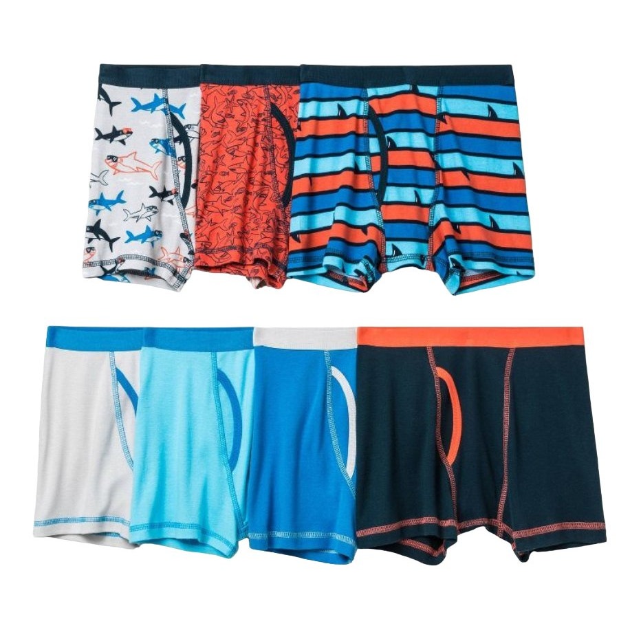 Boys' 7pk Sharks Boxer Briefs, Blue, Large (12-14) w/ Free Shipping