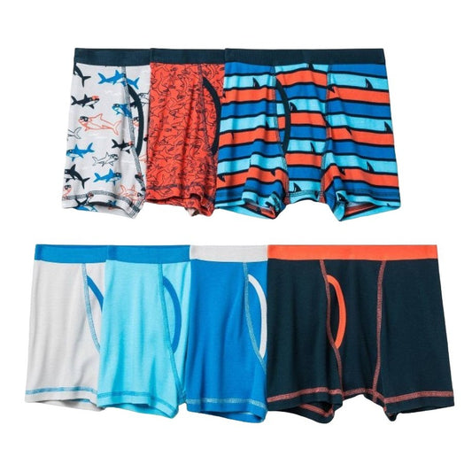 Boys' 7pk Sharks Boxer Briefs, Blue, Large (12-14) w/ Free Shipping