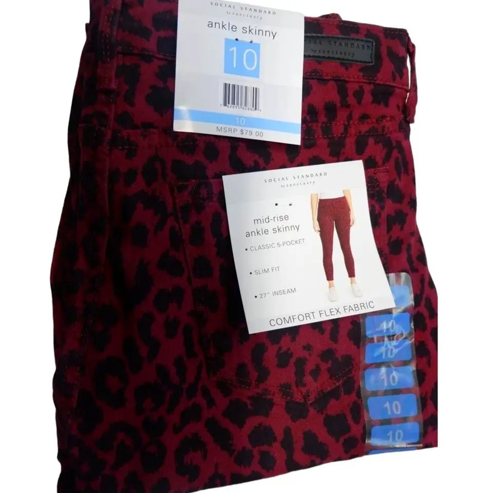 Social Standard by Sanctuary Ladies Skinny Ankle Jean Sketchy Cheetah, Size 10