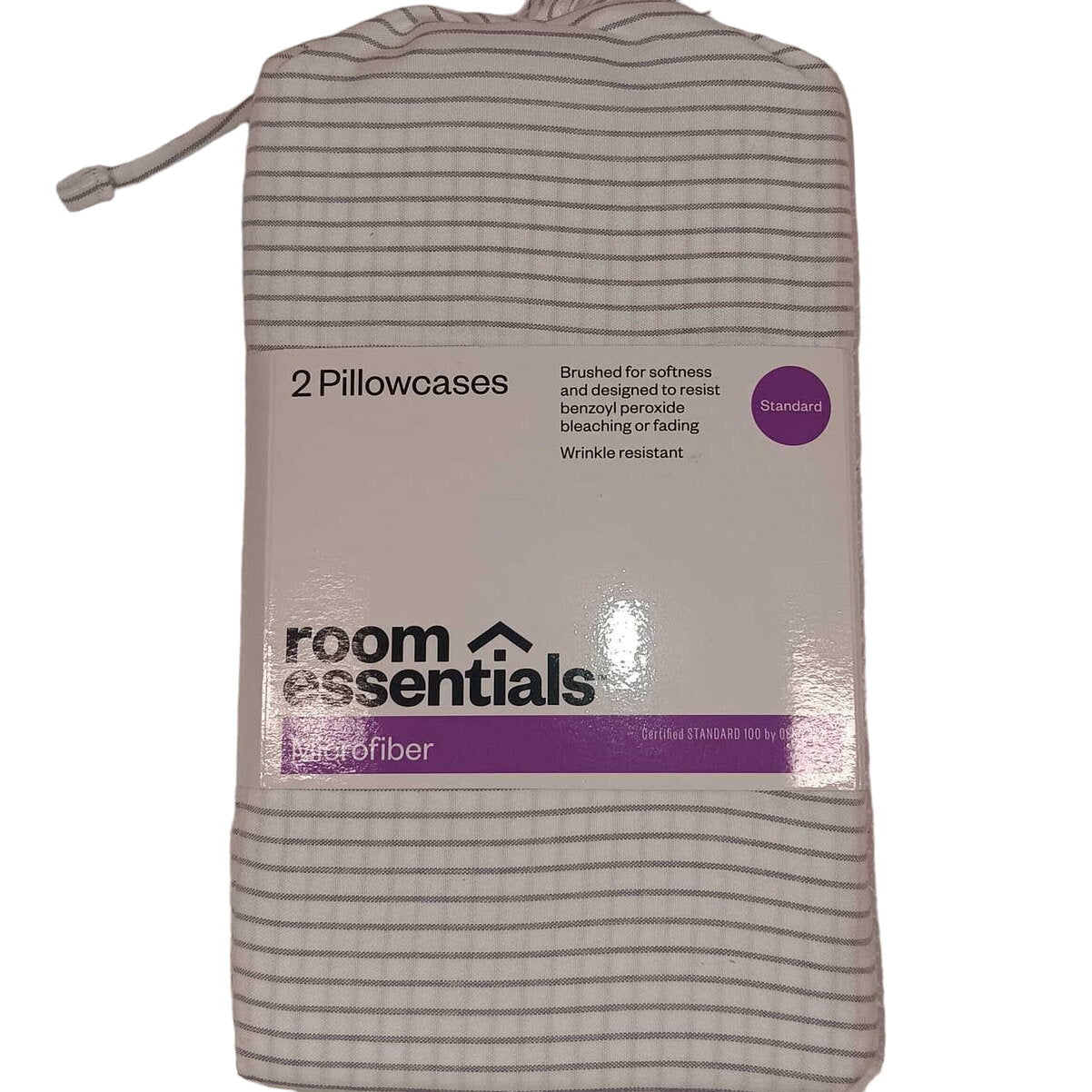 Set Of 2 Standard (30 x 20 in.) Microfiber Pillowcases White with Blue Pinstripe