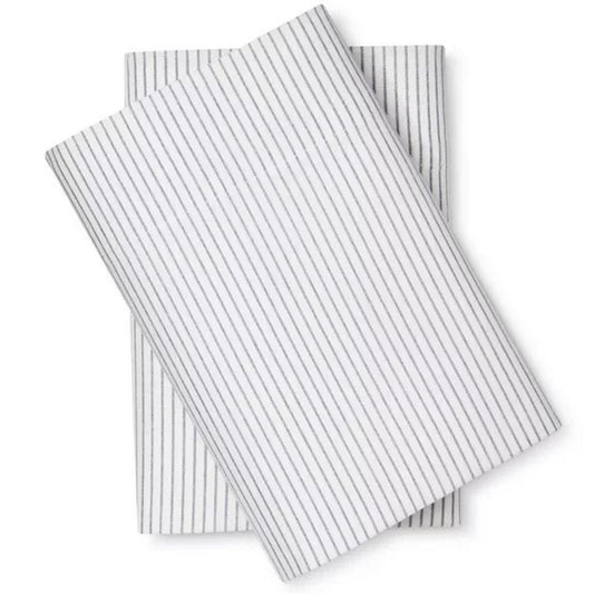 Set Of 2 Standard (30 x 20 in.) Microfiber Pillowcases White with Blue Pinstripe