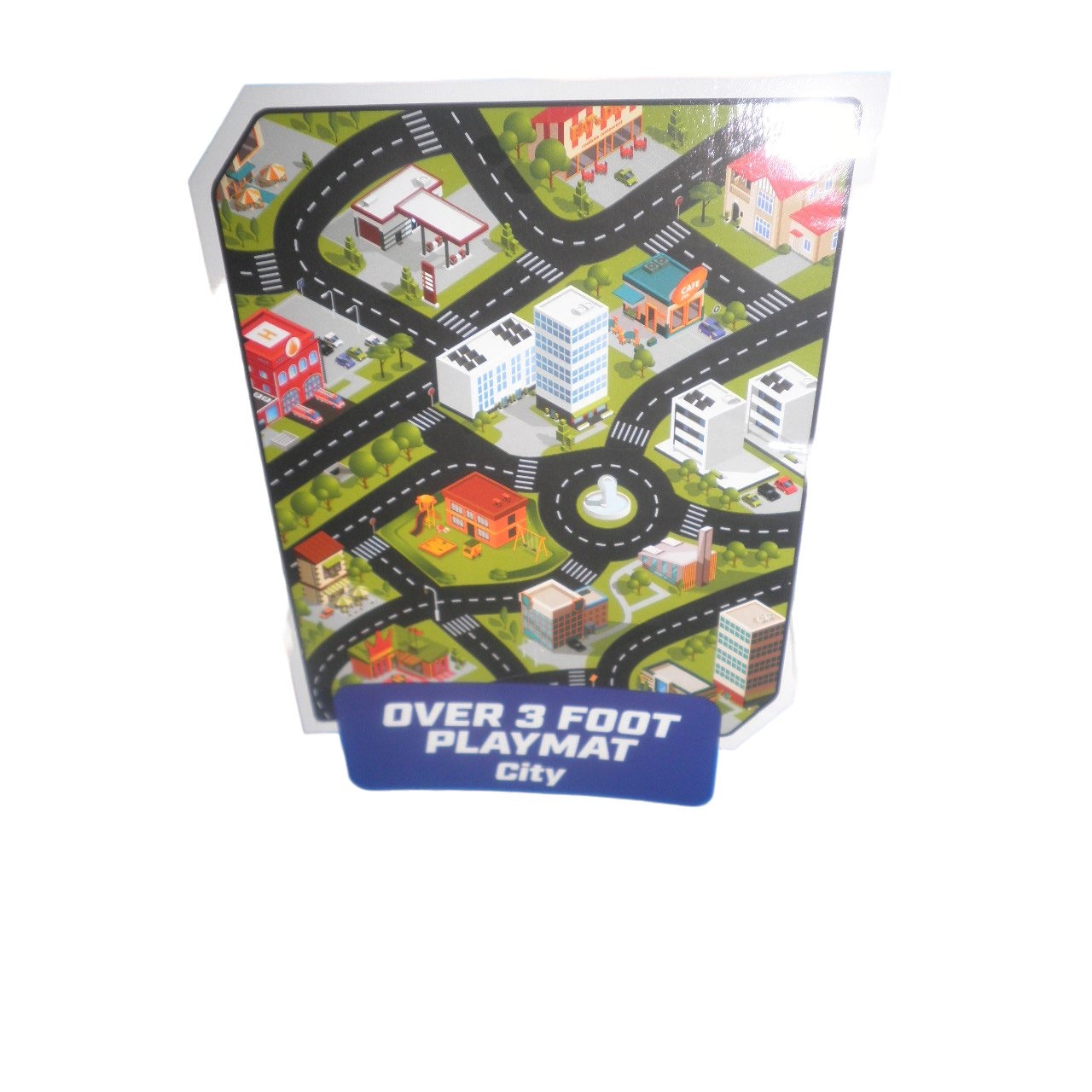 City playmat (3'x4') with school bus & recycle truck vehicles