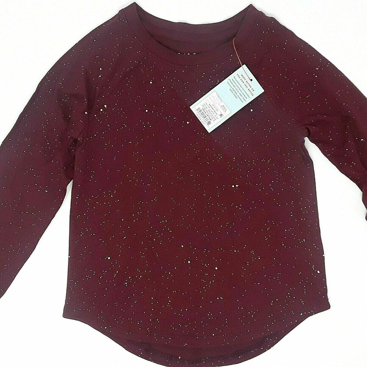 Toddler 18M Girls' Sparkle Long Sleeve T-Shirt, Burgundy Red - Cat & Jack