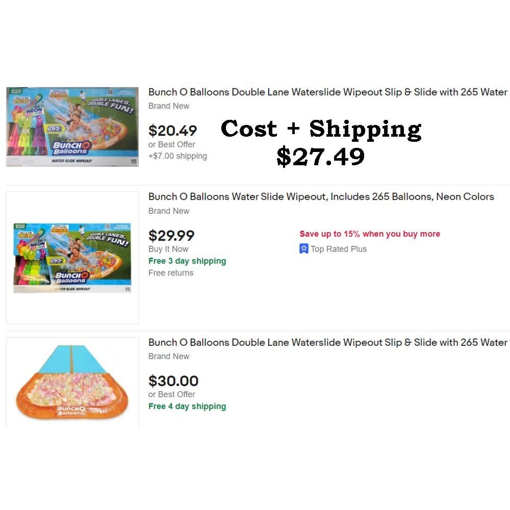 Slip & Slide BunchOBalloons Two Lanes Water Slide Wipeout w/ 265 Water Balloons