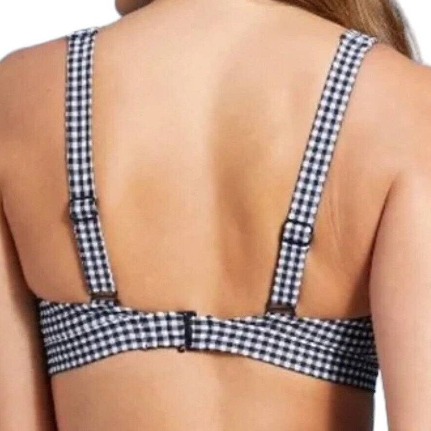 Women's Small Gingham Textured Bralette Bikini Top - Kona Sol Navy Blue