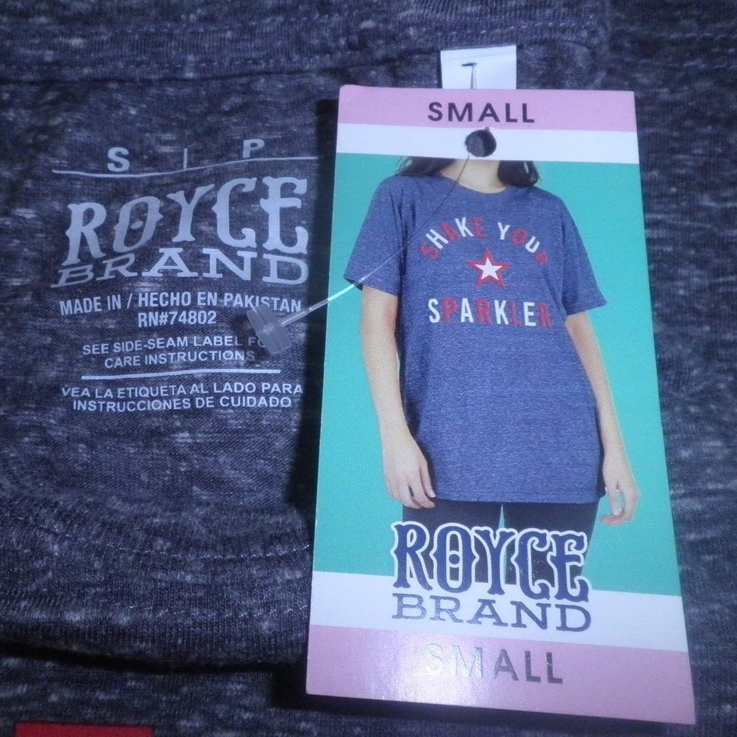 Royce Ladies Medium Americana Tee "Shake Your Sparkler", Navy Blue, Short Sleeve