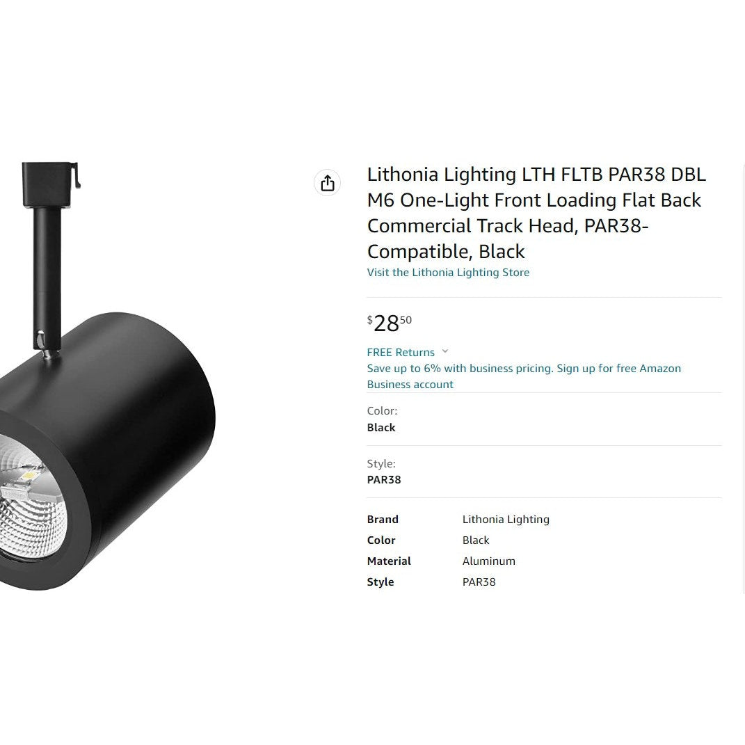 Lithonia Lighting LTH FLTB PAR30 DBL M6 1-Light Front Loading Track Head, PAR38