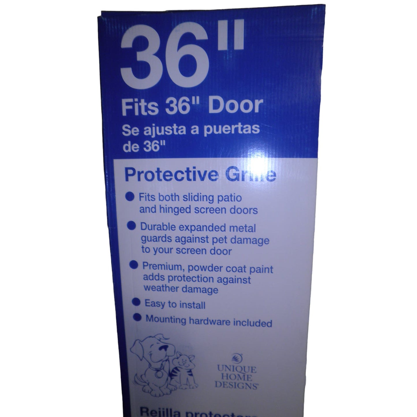 36 in. W x 30 in. H White Steel Pet Grille. Fits Most 36" Hinged & Patio Doors