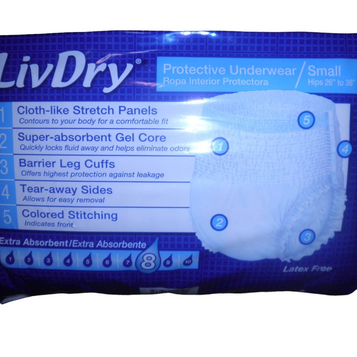 LivDry Adult Incontinence Underwear, SM, 40-Pack, Extra Absorbency Adult Diapers